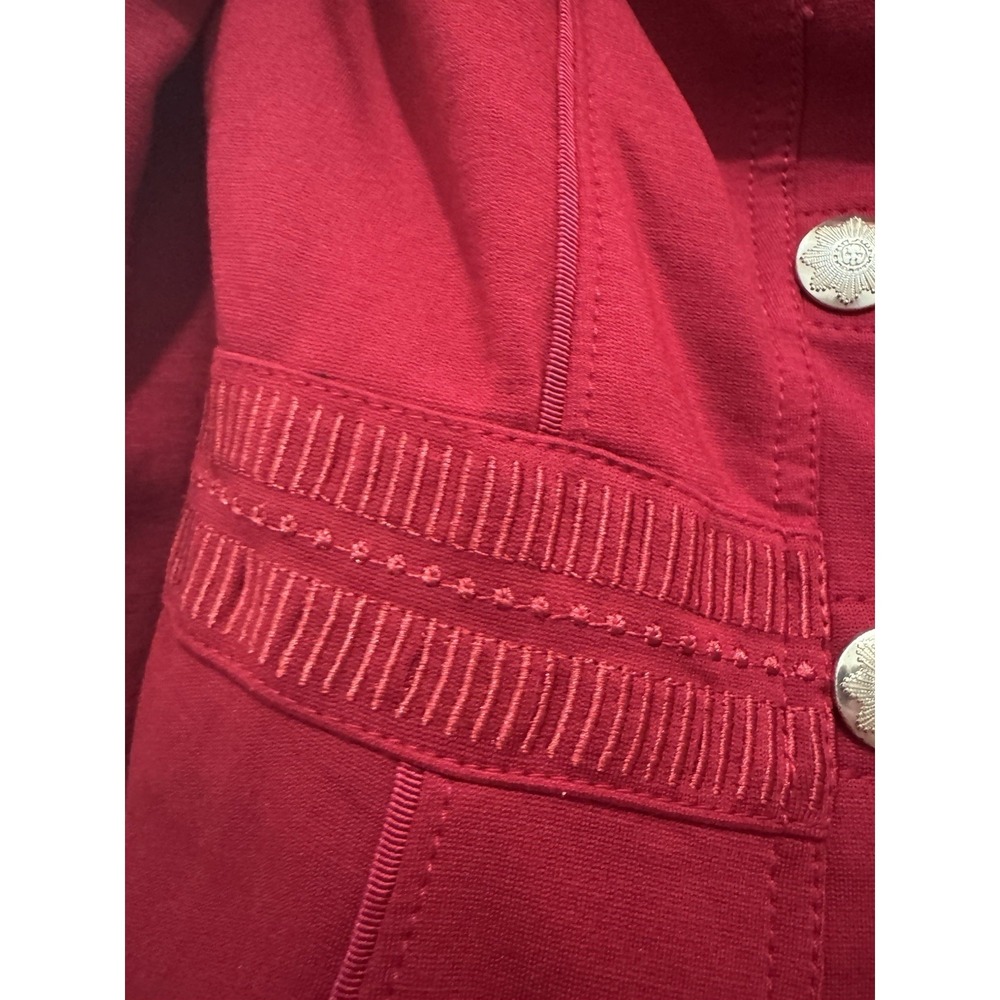 White House Black Market Military Style Blazer Sz 6 Long Sleeve Burgundy Stretch - Picture 10 of 14